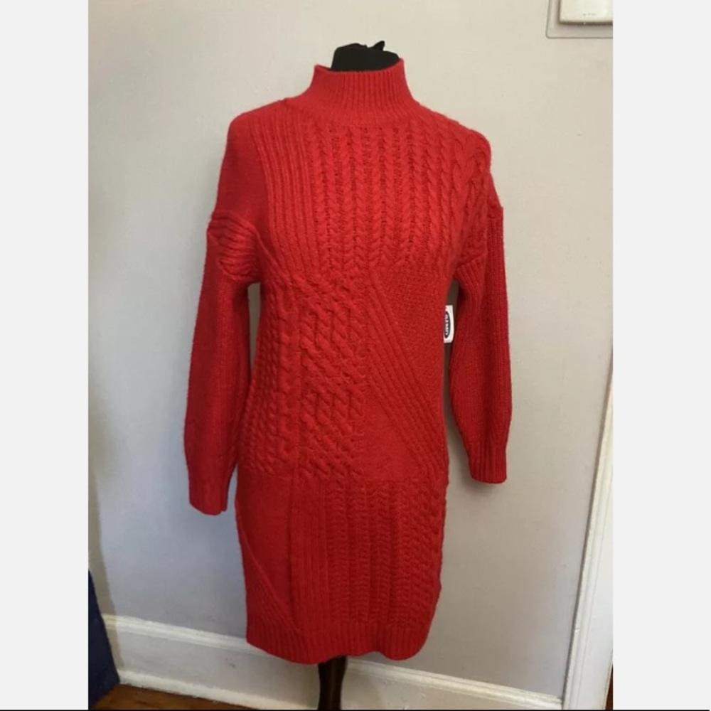 10-5 Old Navy sweater dress Medium cable turtleneck NWT